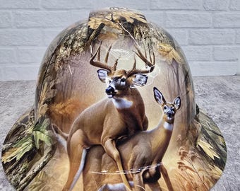 The Buck Rut, Deer Custom Hydro Dipped Full Brim Hard Hat, Helmet