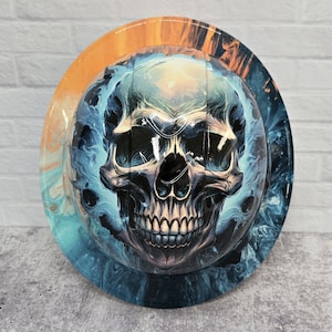 Aqua Skull Custom Hydro Dipped Full Brim Hard Hat, Helmet
