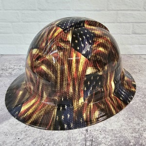 Carbon Fiber Flag Custom Full Brim Hydro Dipped Hard Hat, Helmet