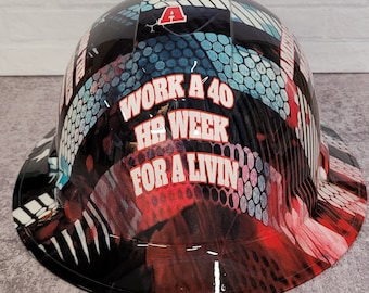 40 Hour Week Hydro Dipped Hardhat, Helmet