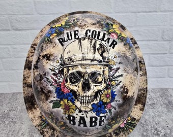 Blue Collar Babe Womens Custom Hydro Dipped Full Brim Hard Hat, Helmet