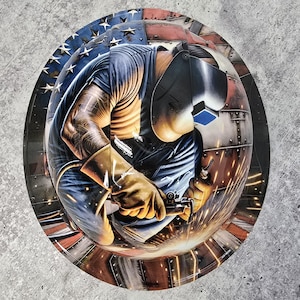 American Welder Custom Hydro Dipped Hardhat, Helmet