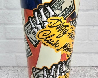 Dirty Hands Clean Money Hydro Dipped 24oz Stainless Steel Tumbler, Cup