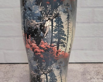 Whitetail Dreaming Hydro Dipped 30oz Stainless Steel Tumbler, Cup