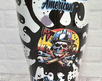 Proud Blue Collar Hydro Dipped 30oz Stainless Steel Tumbler, Cup