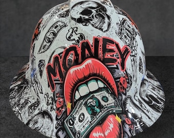Hustle Hard Custom Hydro Dipped Full Brim Hard Hat, Helmet