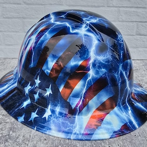 Thunder Flag Custom Hydro Dipped Full Brim Hard Hat, Helmet