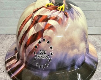 One Nation Undet God Hydro Dipped Hardhat, Helmet