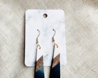 Wooden & marble earrings