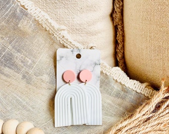 White and peach bohemian earrings