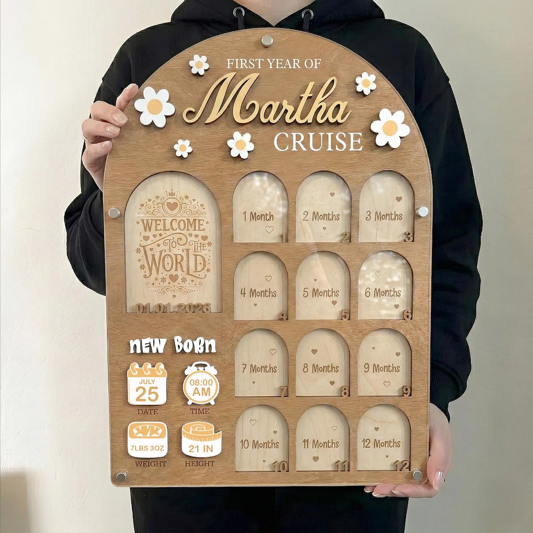 Personalized Baby First Year Photo Frame – Newborn Monthly Milestone ...