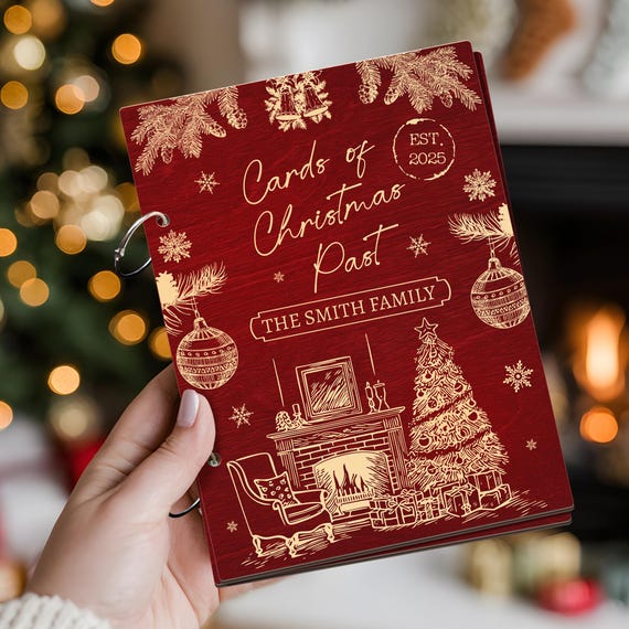 Personalized Family Christmas Cards Book Holder, Christmas Memory Book  Cards of Christmas Past, Custom Card Display Storage Keepsake Card.