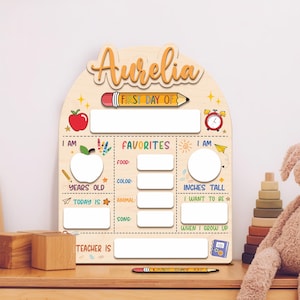 Letrero intercambiable para primer y último día de clases, letrero personalizado para el primer día de regreso a clases, tablero escolar de madera personalizado, regalo para estudiantes.