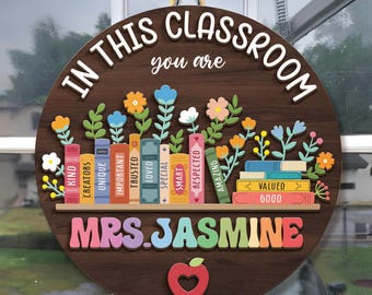 Custom Classroom Door Sign, Classroom Decor, Teacher Wooden Door Sign, Classroom Door Hanger, Back To School, Teacher Appreciation Gifts