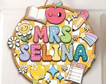 Personalized Teacher Gifts, 3D Teacher Door Sign, Teacher Welcome Sign, Classroom Door Sign, Back to School Gift, 1st Day of School Decor