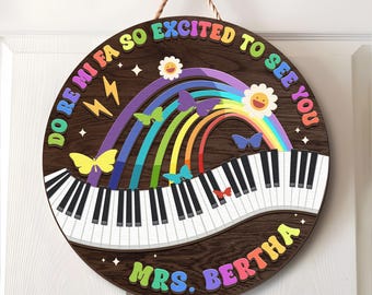 Appendino da porta personalizzato 3D per insegnante di musica, targa con nome dell'insegnante, regali per il ritorno a scuola, regalo per insegnante di musica, targa con nome musicale, appendino per classe