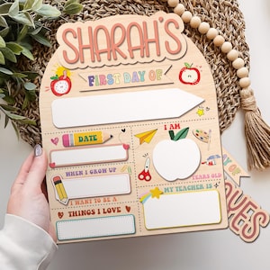Customized First And Last Day School Sign, Back to School Sign, Kindergarten 1st Day of School Sign, First Day School Wooden School Board