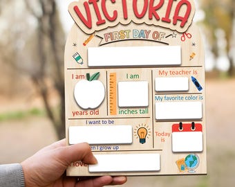 Letrero personalizado para el primer día de clases, letrero para el último día de clases, letrero con nombre personalizado, letrero de borrado en seco para el regreso a clases en preescolar, pizarra para el primer día de clases