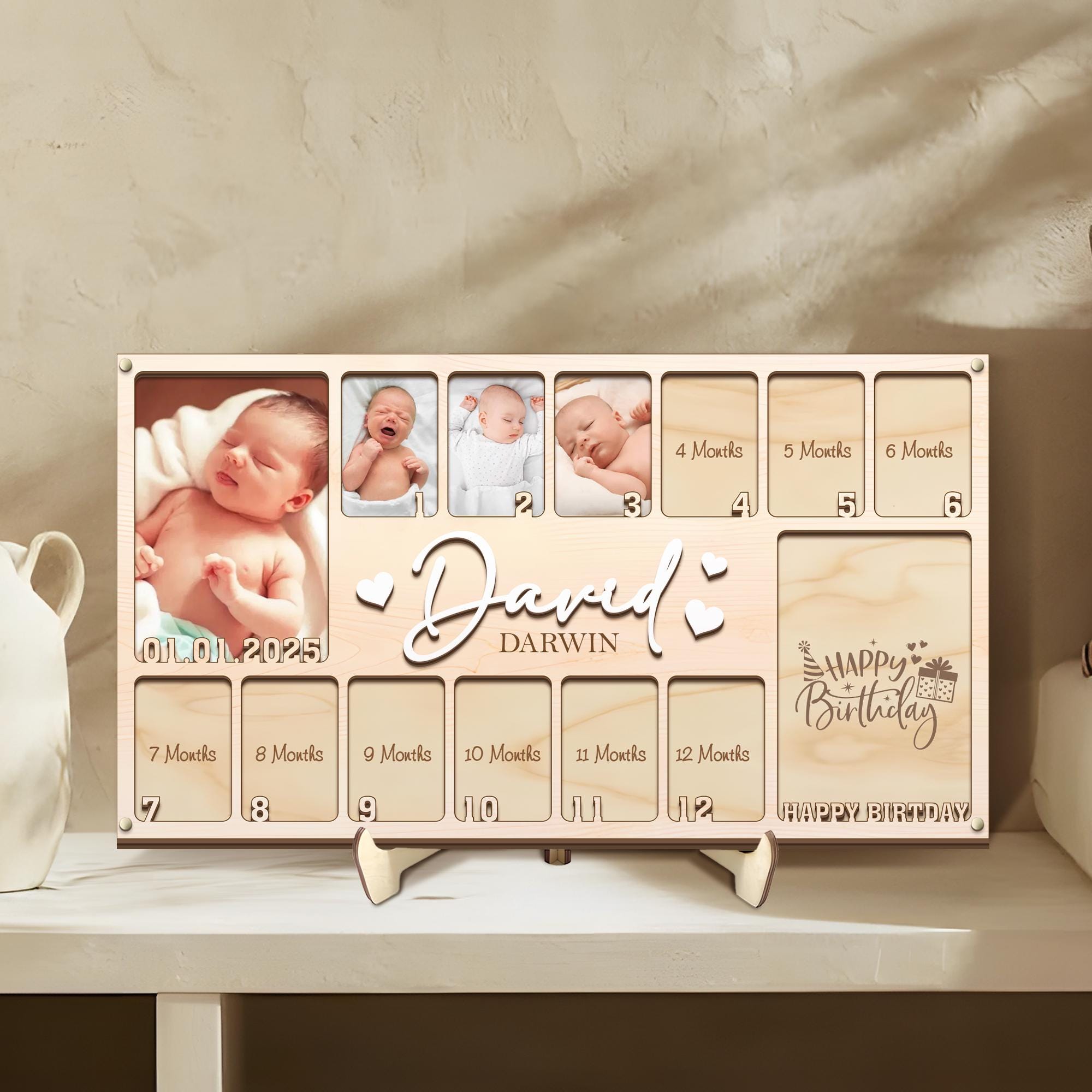 Baby First Year Picture Frame, Personalized Baby Photo Frame, Photo ...