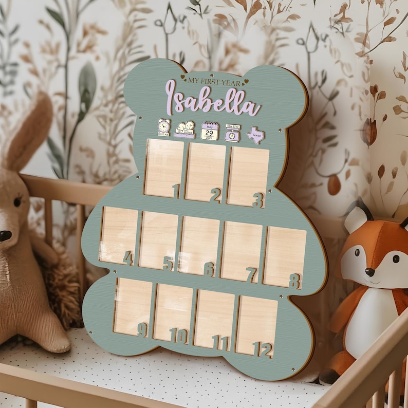 Personalized Baby First Year Picture Frame, Baby Picture Frame, Newborn ...