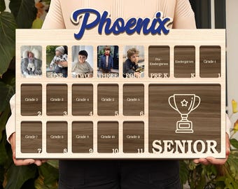 Personalized Grade School Picture Frame, School Years Photo Frame, Custom Graduation Picture Frame For Kid, Children School Picture Keepsake