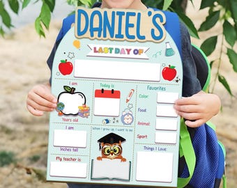 Pizarra personalizada para el primer día de clases, letrero personalizado de regreso a clases con nombre, letrero escolar de madera, letrero para el primer día de clases, letrero para el primer día de clases