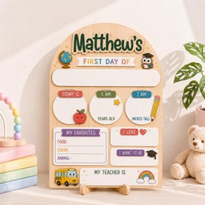 Reusable School Sign, Preschool Photo Prop, Custom Name Board, Toddler Milestone Plaque, 3D Wood Memory Maker, Daycare Gift
