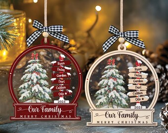 Custom Family Name Christmas Tree Ornament, Personalized Family Name Ornament, Christmas Family Ornament Gifts, Christmas Tree Decoration