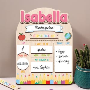 Letrero intercambiable para primer y último día de clases, letrero personalizado para el primer día de regreso a clases, tablero escolar de madera personalizado, regalo para estudiantes.