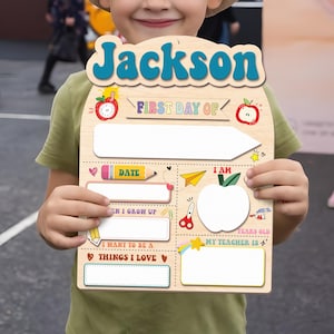 Letrero personalizado de primer y último día de clases, letrero de regreso a clases, letrero de primer día de clases para jardín de infantes, tablero escolar de madera para primer día de clases