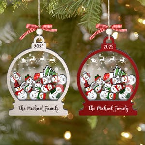 Personalized Snowman Family Christmas Ornament Shaker