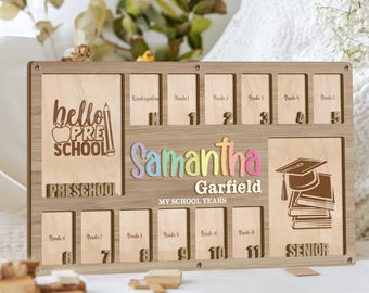 PreK zum Schulabschluss Bilderrahmen, Schuljahre Fotorahmen, personalisierter Grundschulfotorahmen, Senior Bild Zurück zu Schulgeschenk