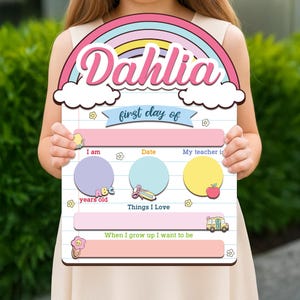 Personalized First Day of School Sign, Back To School Sign, Kindergarten 1st And Last Day of School Sign, First Day School Wooden Board
