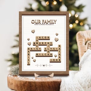 Personalized Scrabble Puzzle Sign, Grandkids Crossword Scrabble Wooden Sign, Custom Family Name, Grandparents Christmas Gift, Home decor
