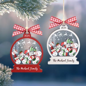 Personalized Snowman Family Christmas Ornament Keepshaker 2024, Snowman Xmas Ornament Custom, Christmas Tree Ornament, Family Christmas Gift