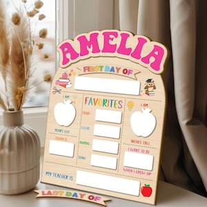 Letrero intercambiable para primer y último día de clases, letrero personalizado para el primer día de regreso a clases, tablero escolar de madera personalizado, regalo para estudiantes.