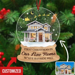 Custom House Photo Ornament, New House Ornaments, Family Ornament, Christmas Decor, New Home Ornament, Xmas Gift, Christmas Gift for Family