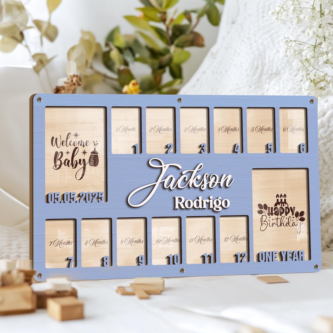 Personalized Baby First Year Picture Frame, Baby Picture Frame, Newborn ...