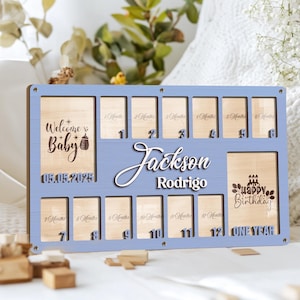 Personalized Baby First Year Picture Frame, Baby Picture Frame, Newborn To One Year Photo Frame, Monthly Baby Photo Frame, Newborn Gifts