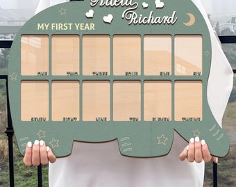 Baby First Year Picture Frame, Personalized Baby Photo Frame, Photo Collage, Personalized Photo Frame, Monthly Milestone, First Baby Gifts