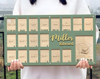 Marcos de fotos personalizados desde el nacimiento hasta la graduación / Marcos de fotos de jardín de infantes hasta la graduación / Marcos de fotos escolares personalizados / Regalo de fotos para estudiantes de último año