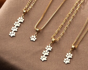 Paw Print Name Necklace, Engraved Paw Pendant, Personalized Tiny Dog Paw Necklace, Pet Memorial Jewelry, Animal Necklace, Pet Necklace