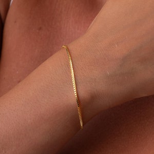 18K Gold Box Chain Bracelet, Round Box Chain Bracelet, Dainty Gold Chain Bracelet, Silver Box Chain Bracelet, Layering Bracelet