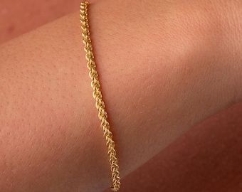 Gouden touwarmband, 925K zilveren touwarmband, dikke touwarmband, gedraaide touwarmband, eenvoudige gouden armband voor haar