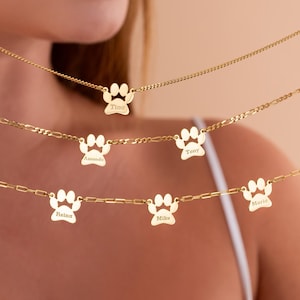 Engraved Paw Print Necklace, Personalized Tiny Dog Paw Necklace, Minimalist Paw Pet Necklace, Pet Lover Gifts for Mom, Cat Paw, Dog Paw