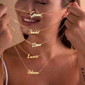 14K Gold Name Necklace ,Mother's Day Gift , Personalized Jewelry , Custom Gold Necklace , Gift For Her , Personalized Necklace ,Gift for Mom