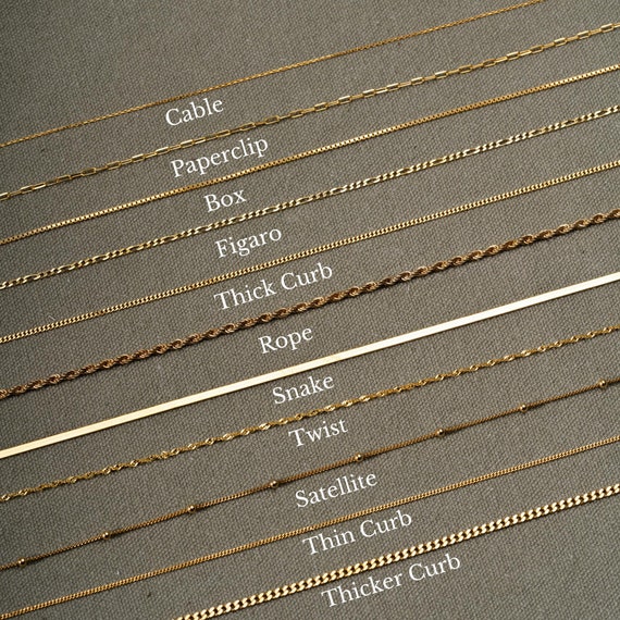 18k Gold Chain Necklace, Everyday Chains Necklace for Women, Cable Chain, Twist Chain, Box Chain, Paperclip Chain, Ball Curb Chain Necklace