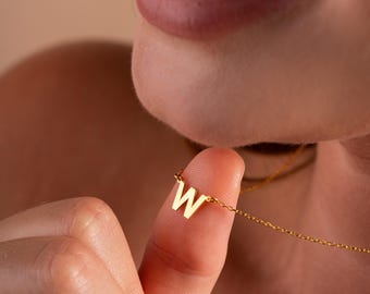 18k Gold Initial Necklace, Custom Letter Necklace, Personalized Gifts for Women, 925k Silver Initial Necklace, Dainty Letter Name Necklace