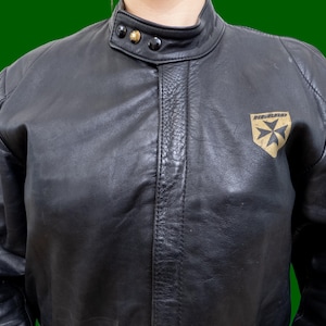 Blouson de moto en cuir noir Harro Kombi des années 70 fabriqué en Allemagne