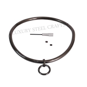 Zwart titanium gecoate roestvrijstalen Eternity-halsband - 8 mm breed